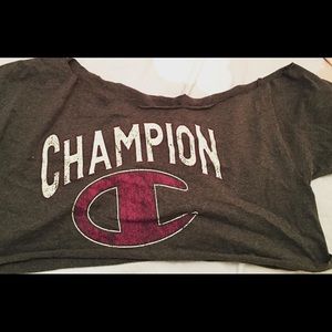 Cropped off the shoulder champion oversized tee